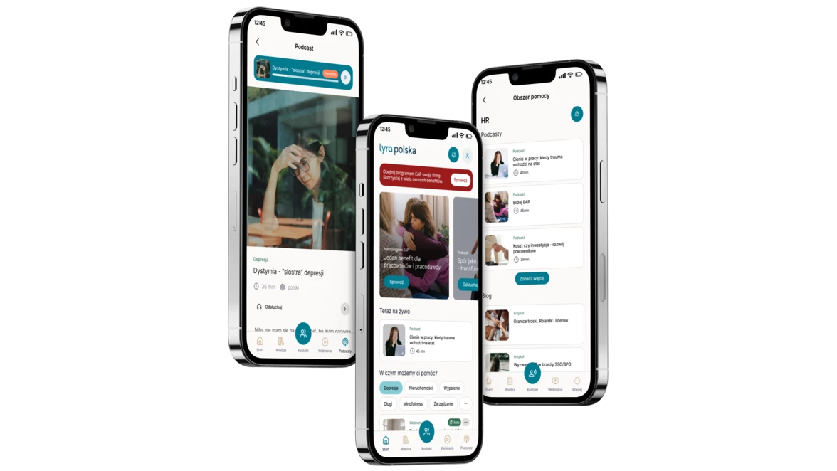 Realizacja Lyra Polska Aplikacja mockup na iphonie