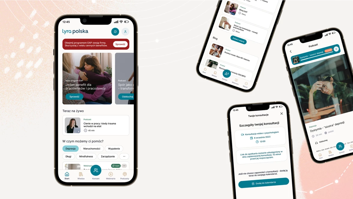 Realizacja Lyra Polska aplikacja mobilna makiety