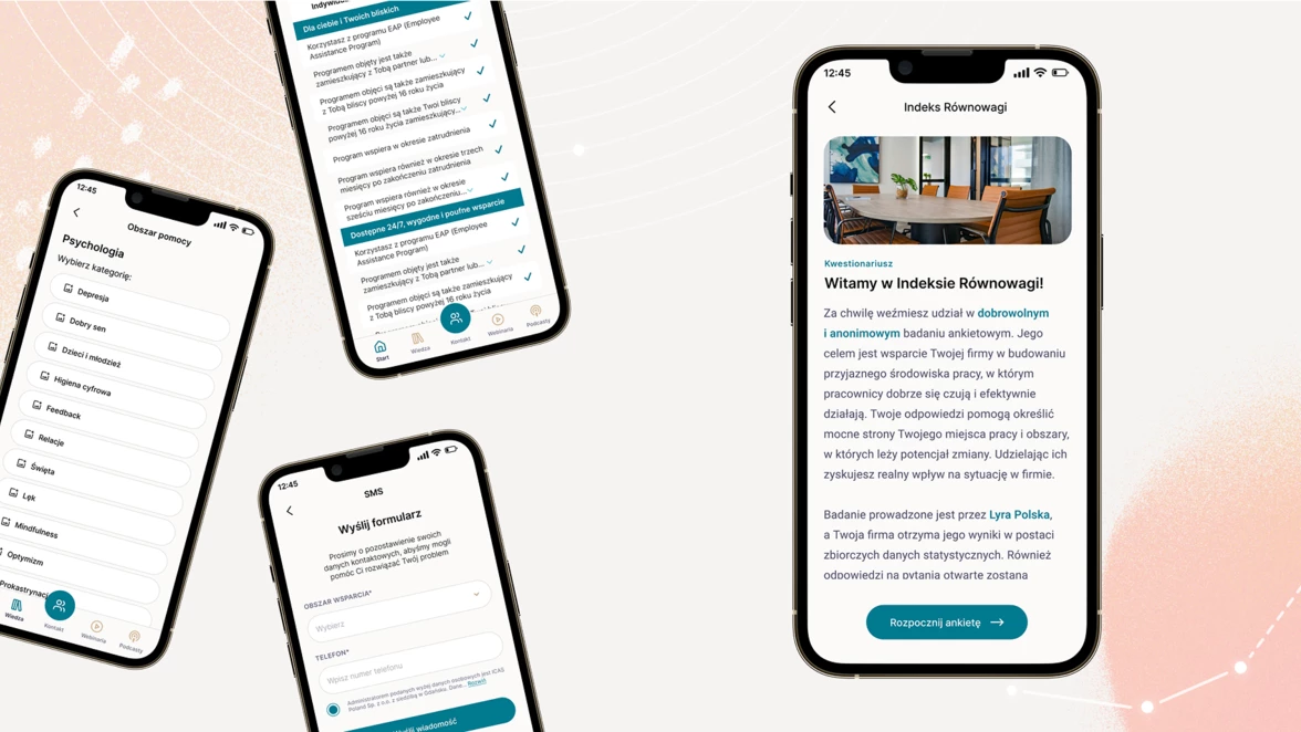 Realizacja Lyra Polska aplikacja mobilna makiety