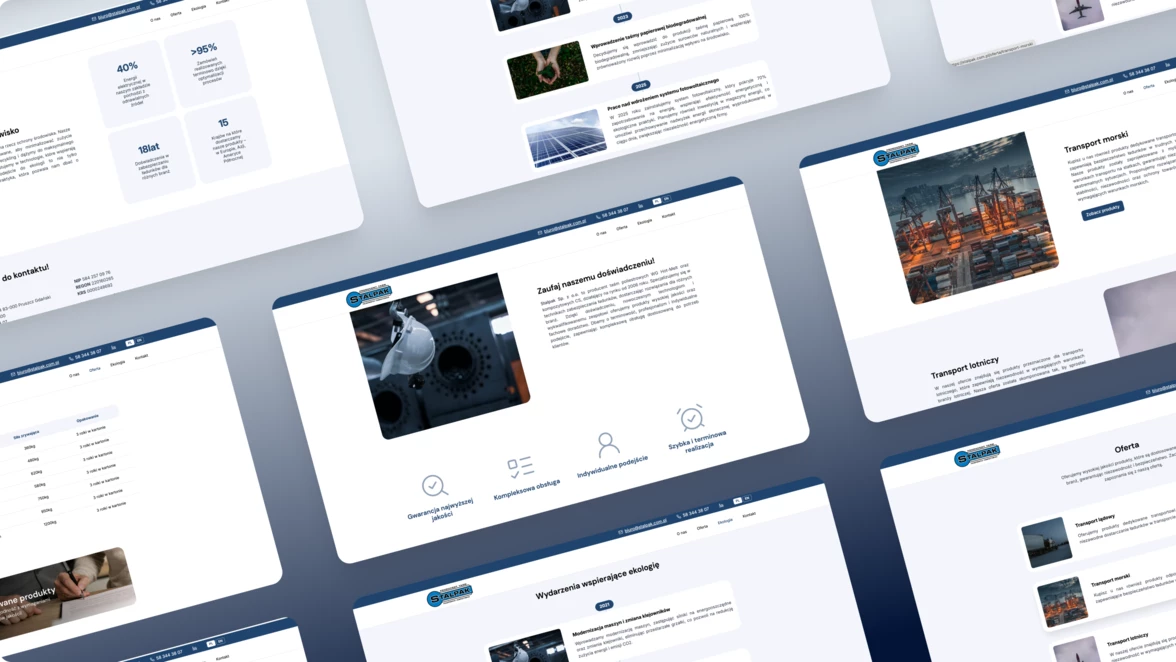Realizacja dla Stalpak strona internetowa makieta wprowadzajaca